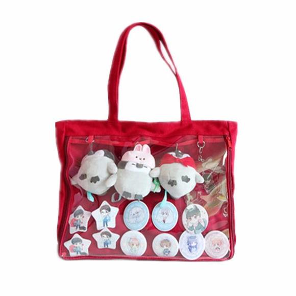 Ita Tote Bag Clear Window Pins Shoulder Handbag Diy, Cosplay Stachel Red :| - Picture 1 of 6